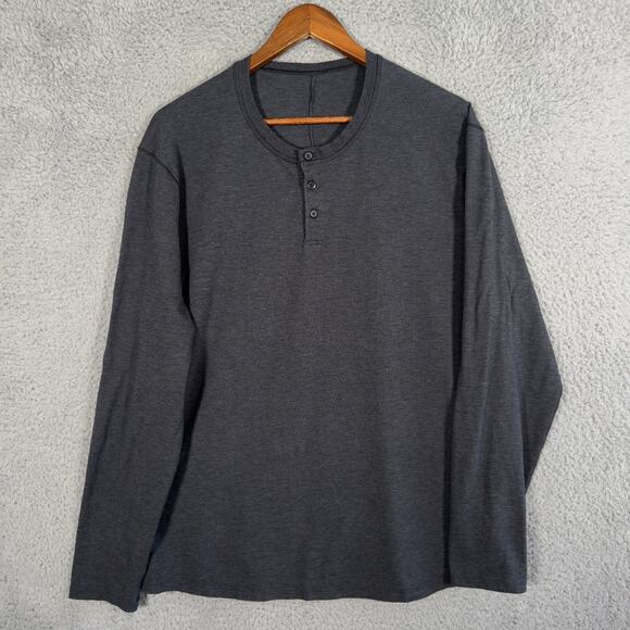 Lululemon 5 Year Basic Long Sleeve Henley Black Gray Size XL - Picture 1 of 7
